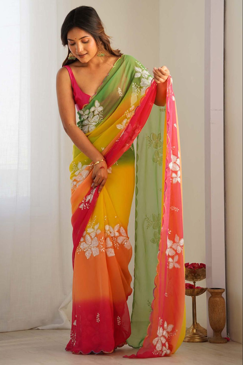 Warmth Of The Sun Georgette Silk Saree