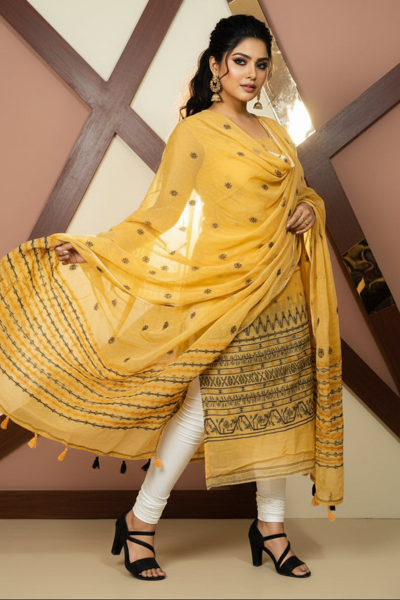 Nibir Chhaya Cotton Jamdani Unstitched Dress Material (Kurti Piece and – Monamaar
