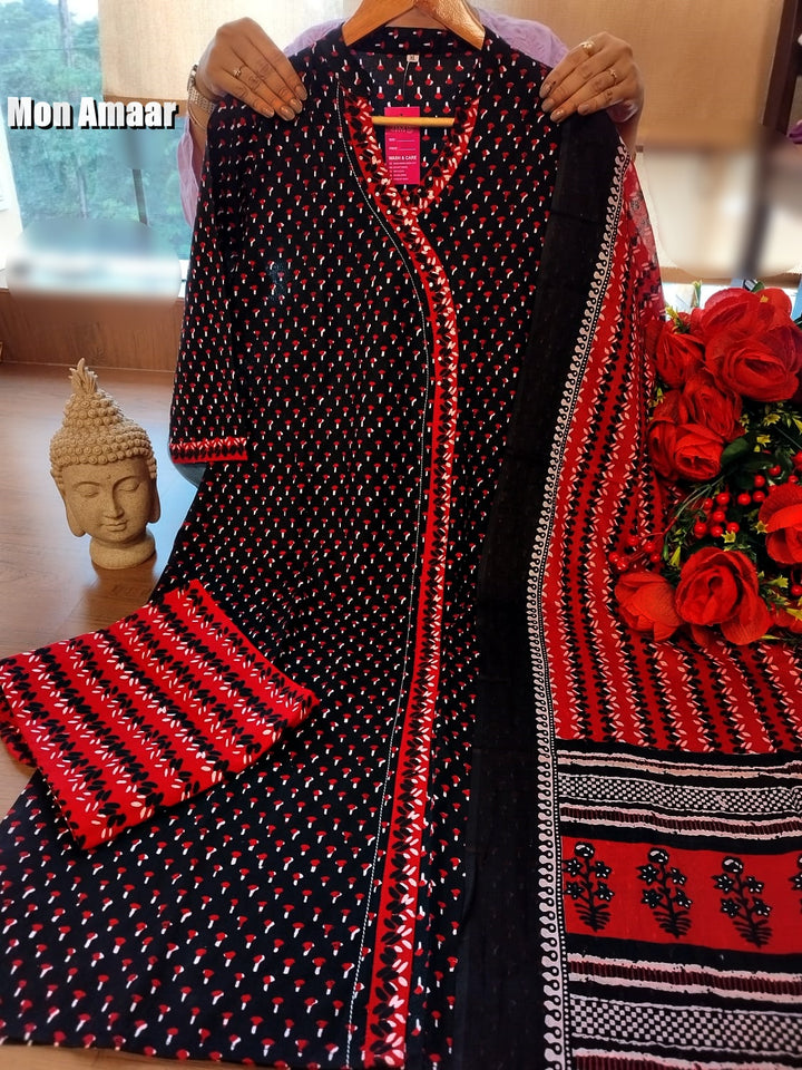 Breath Taking Angrakha Style Designer Kurti Set