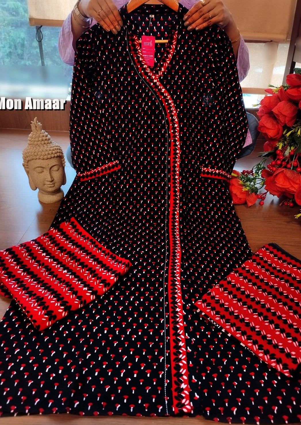 Breath Taking Angrakha Style Designer Kurti Set