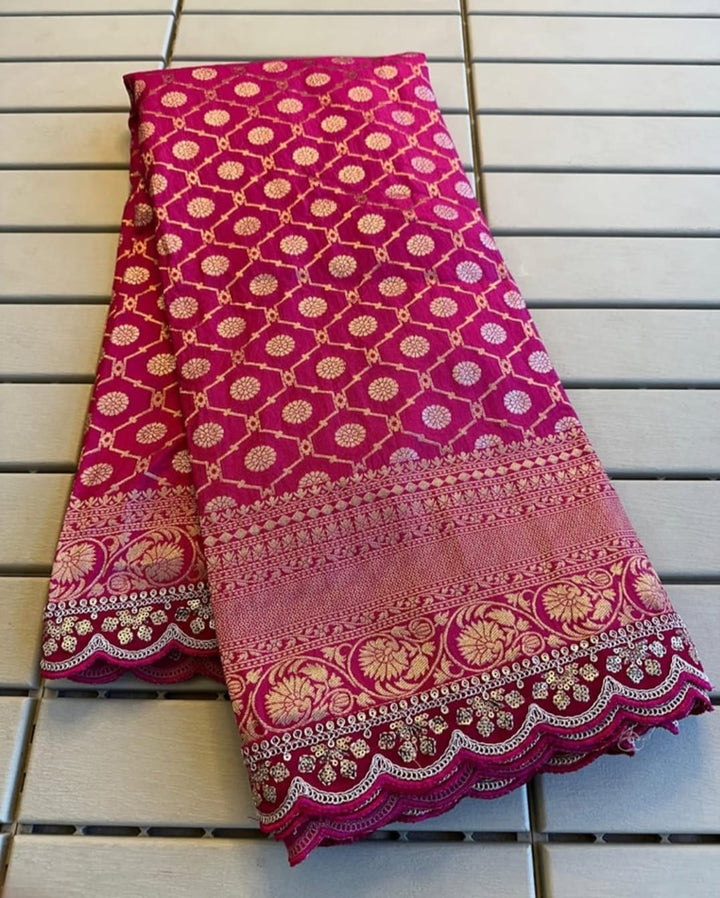 Love Of Lifetime Banarasi Khaddi Crepe Pink Silk Saree