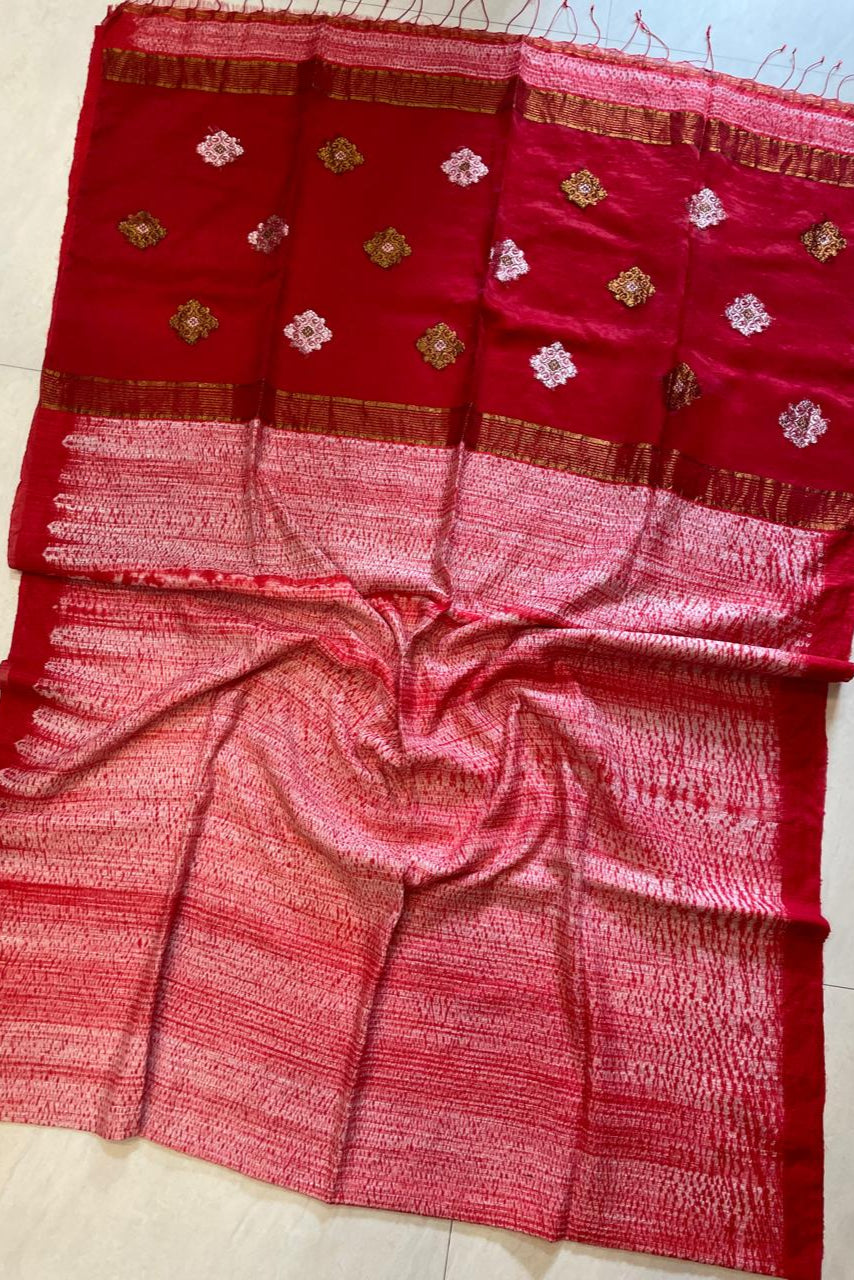 Silk Threads Matka Jamdani Silk Saree
