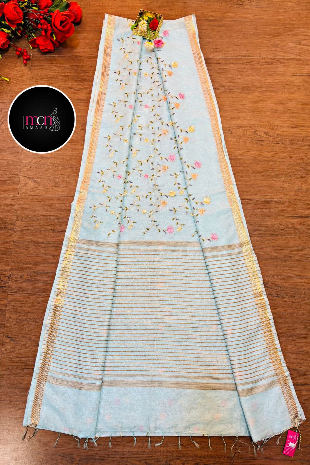 Saree of the Loom: Embroidered Handwoven Silk Linen Saree
