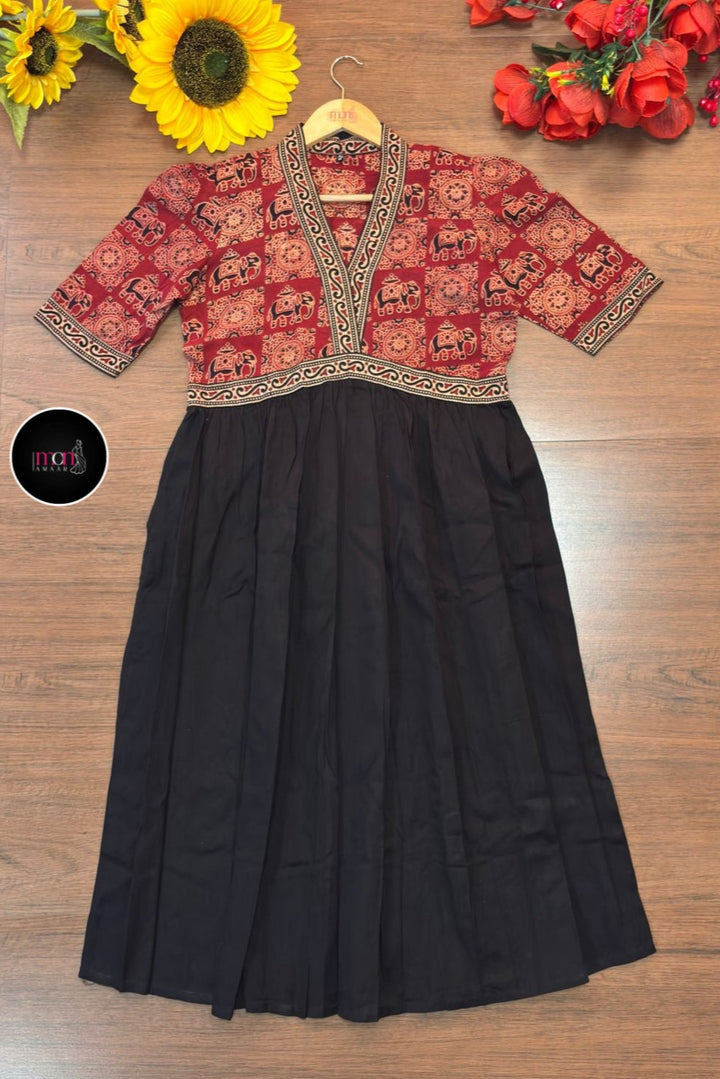 Kalpanik Ajrakh-Alia Cut Sustainable Handloom Dress