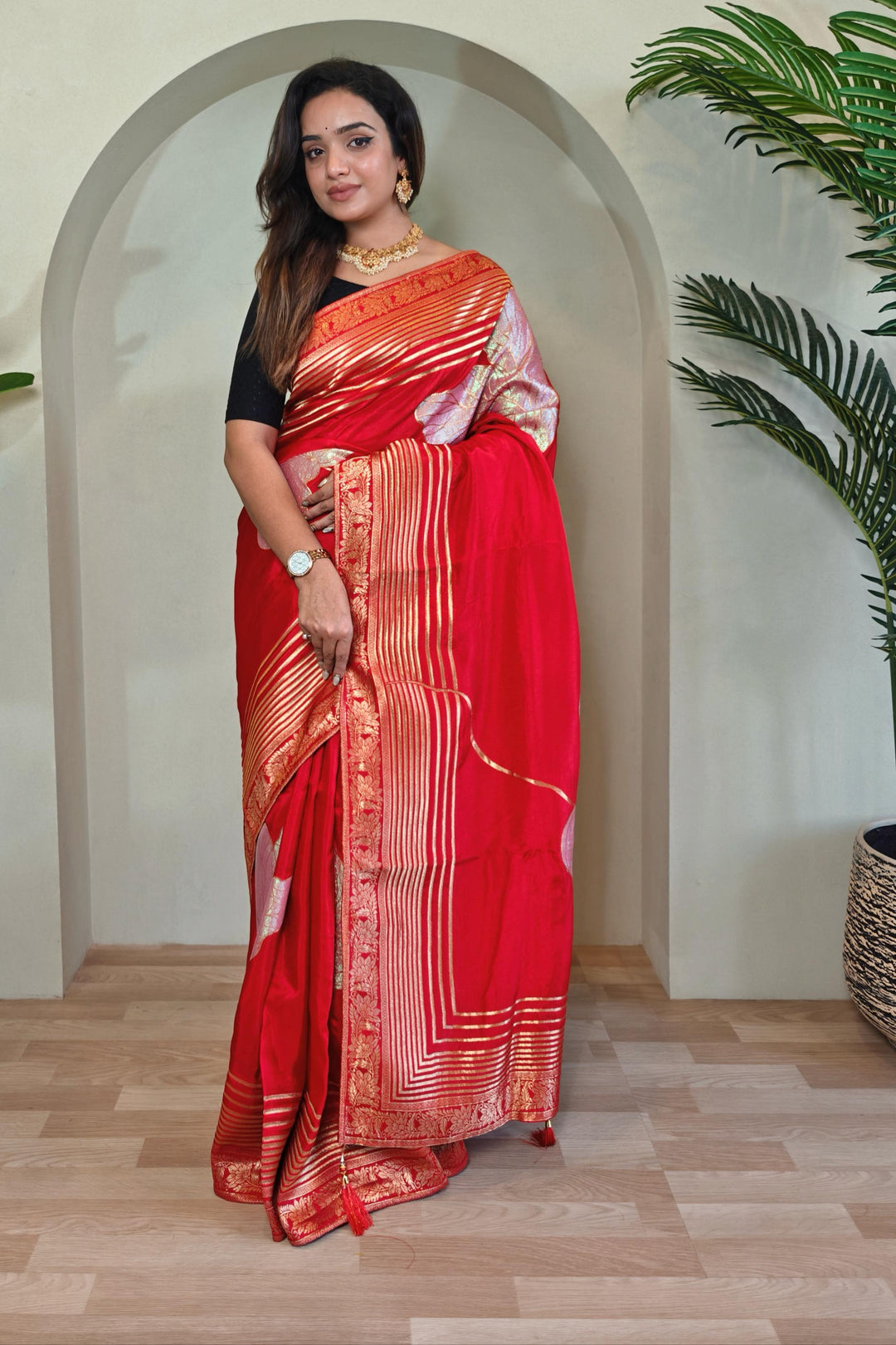 Brush Of Bloom Banarasi Muga Silk Saree