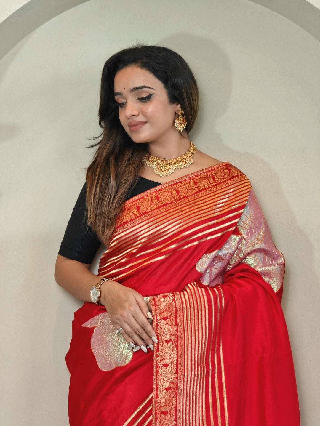 Brush Of Bloom Banarasi Muga Silk Saree