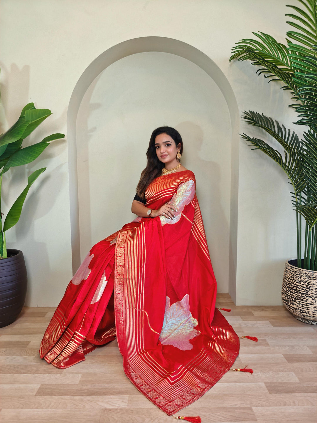 Brush Of Bloom Banarasi Muga Silk Saree