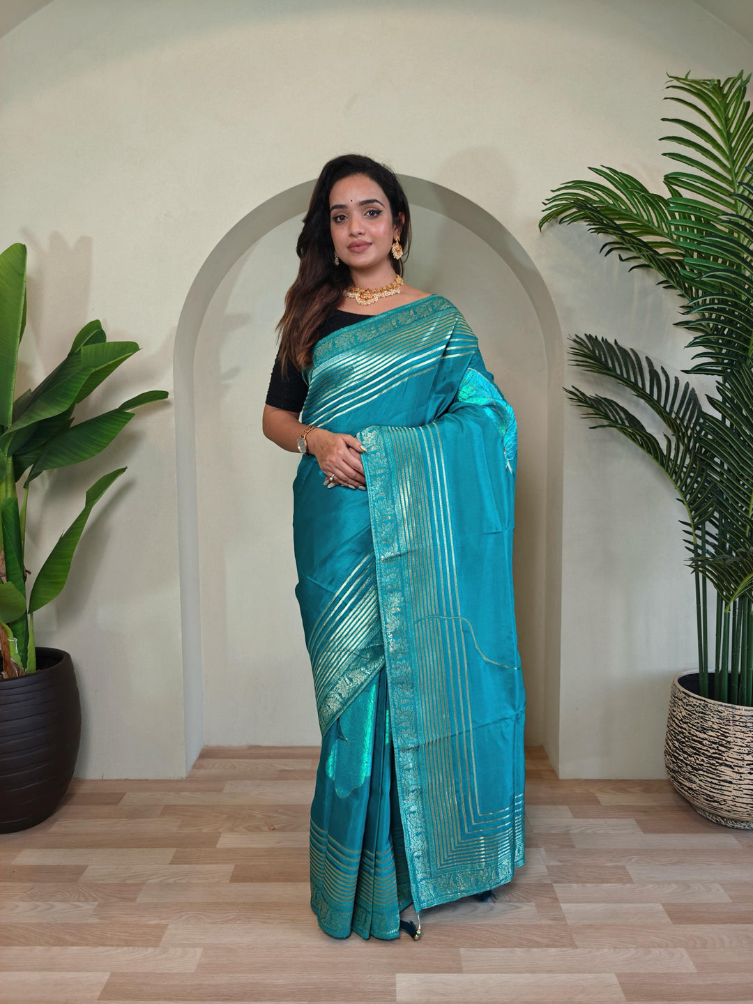 Brush Of Bloom Banarasi Muga Silk Saree