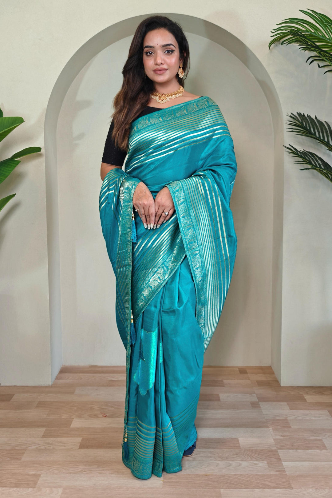 Brush Of Bloom Banarasi Muga Silk Saree