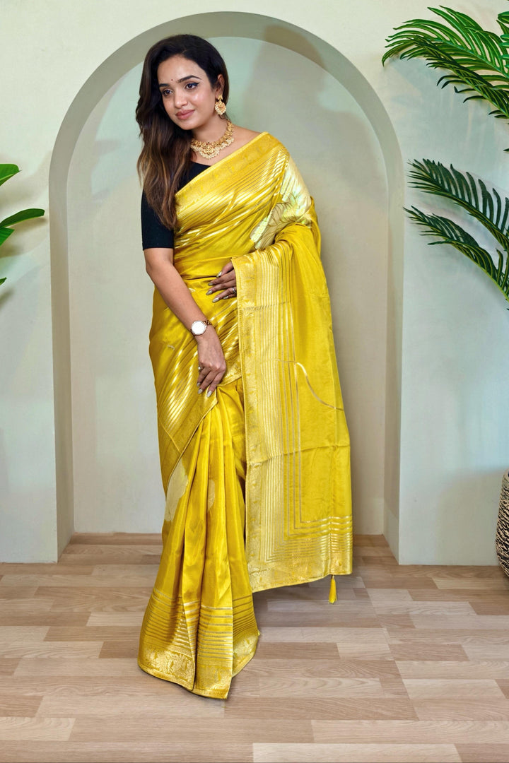 Brush Of Bloom Banarasi Muga Silk Saree