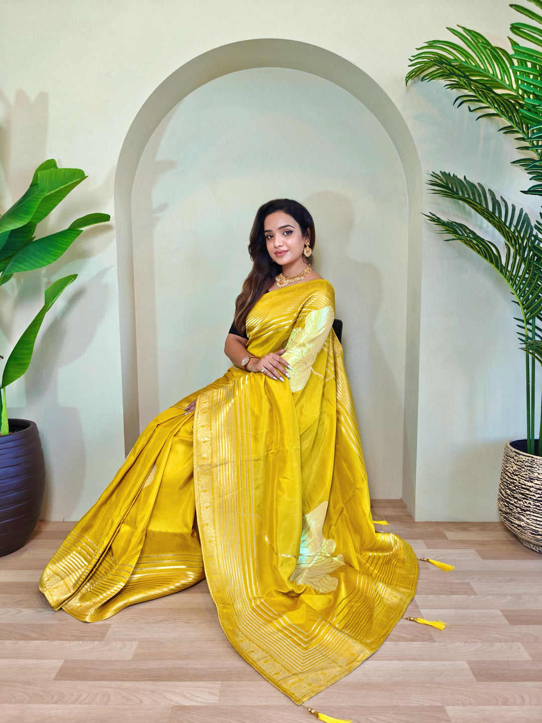 Brush Of Bloom Banarasi Muga Silk Saree