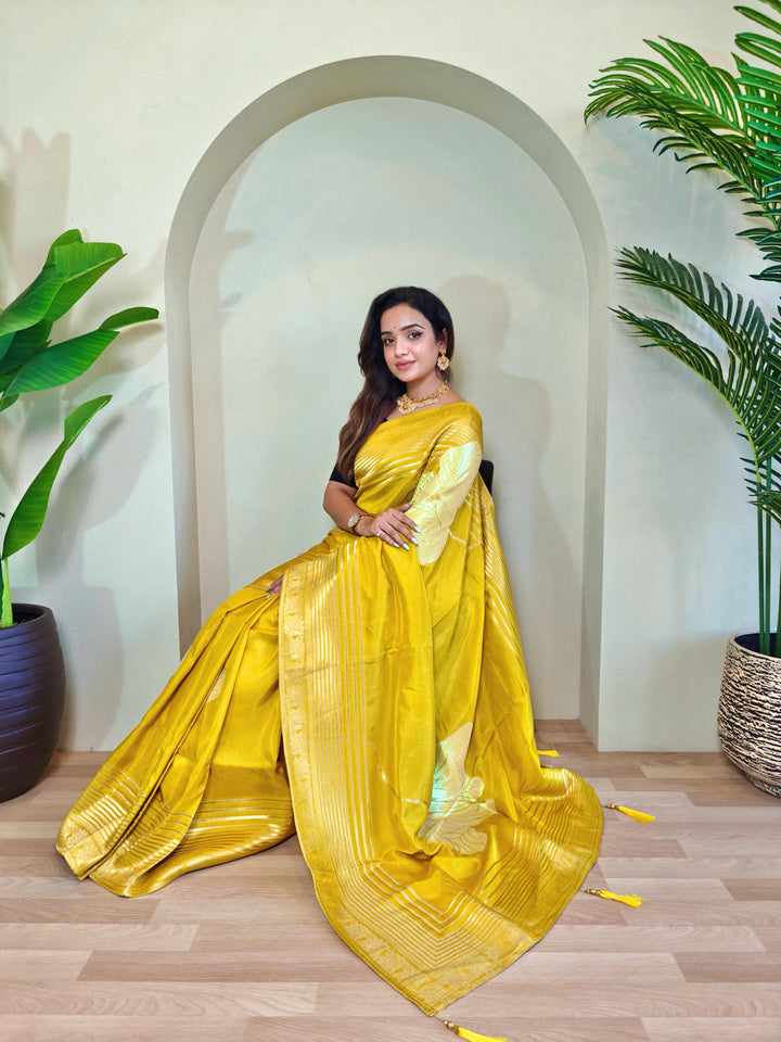 Brush Of Bloom Banarasi Muga Silk Saree