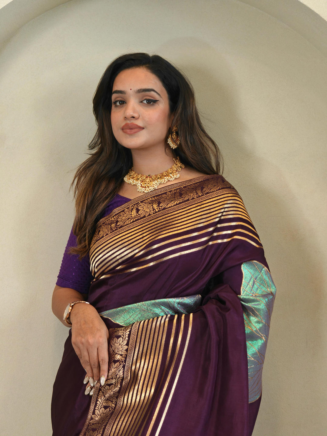 Brush Of Bloom Banarasi Muga Silk Saree