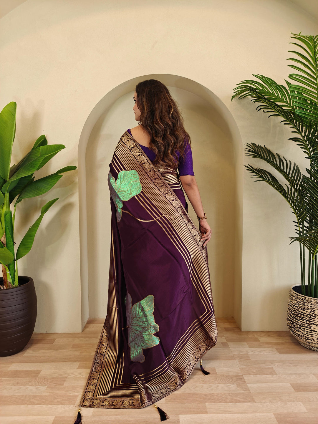 Brush Of Bloom Banarasi Muga Silk Saree