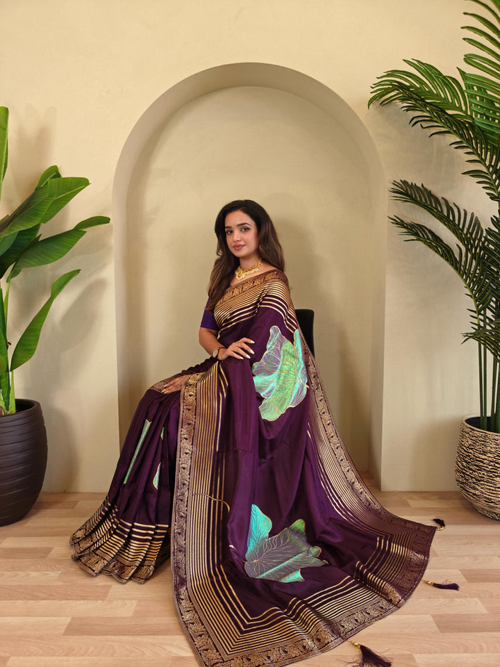 Brush Of Bloom Banarasi Muga Silk Saree