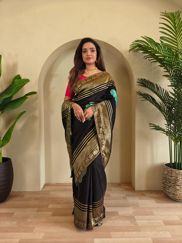 Brush Of Bloom Banarasi Muga Silk Saree