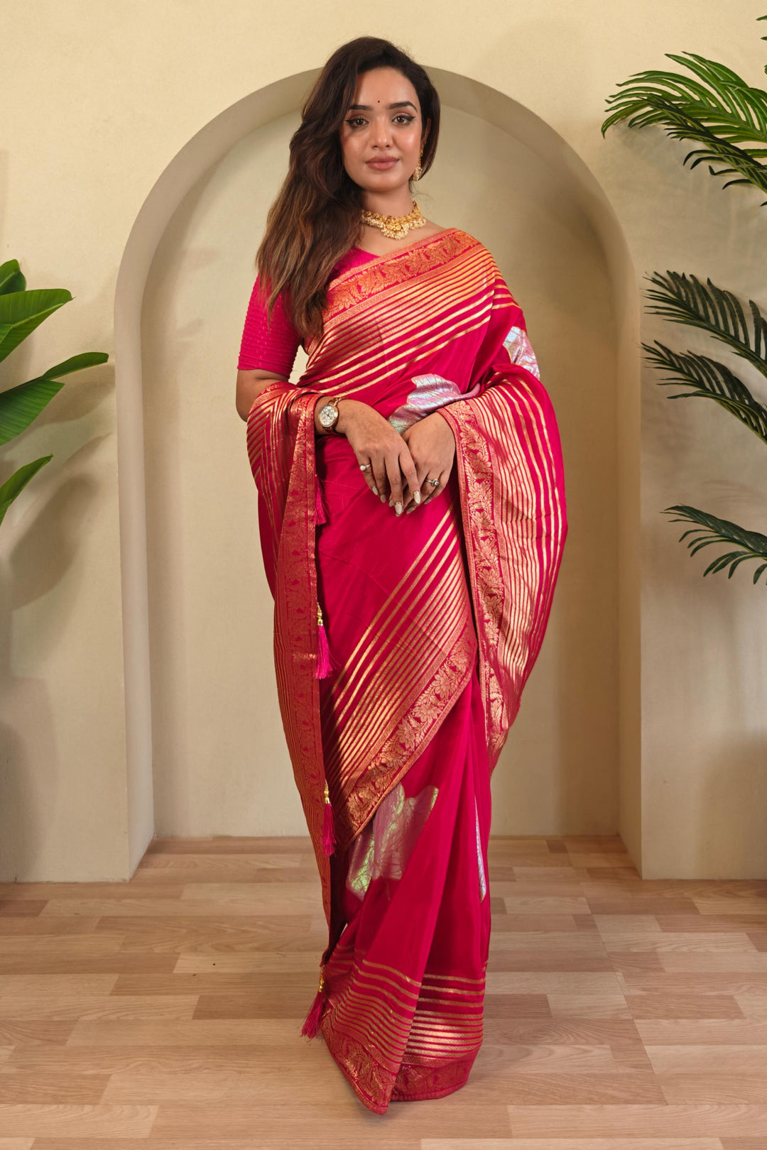 Brush Of Bloom Banarasi Muga Silk Saree
