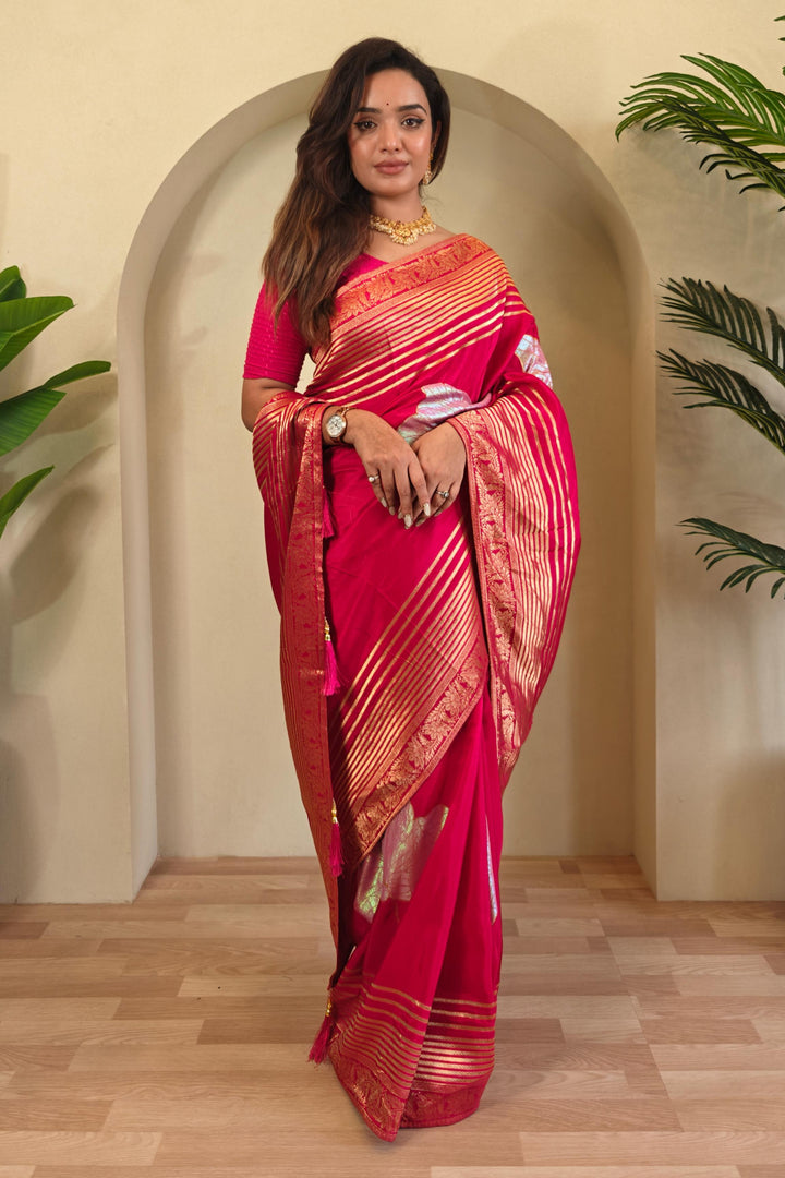 Brush Of Bloom Banarasi Muga Silk Saree