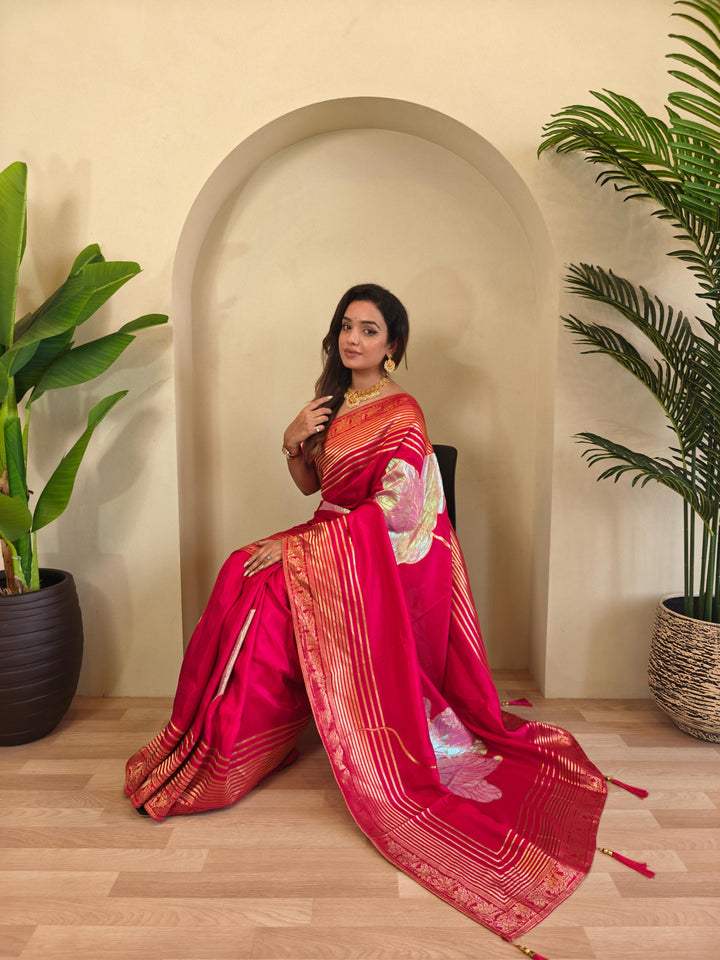 Brush Of Bloom Banarasi Muga Silk Saree