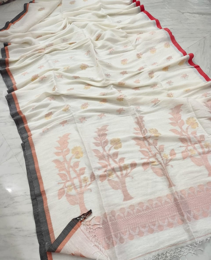 Arohini Cotton Linen Banarasi Saree