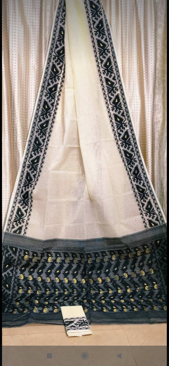 Holud Pakhi Dhakai Jamdani Saree