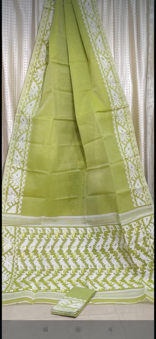 Holud Pakhi Dhakai Jamdani Saree