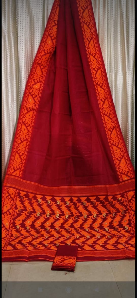 Holud Pakhi Dhakai Jamdani Saree