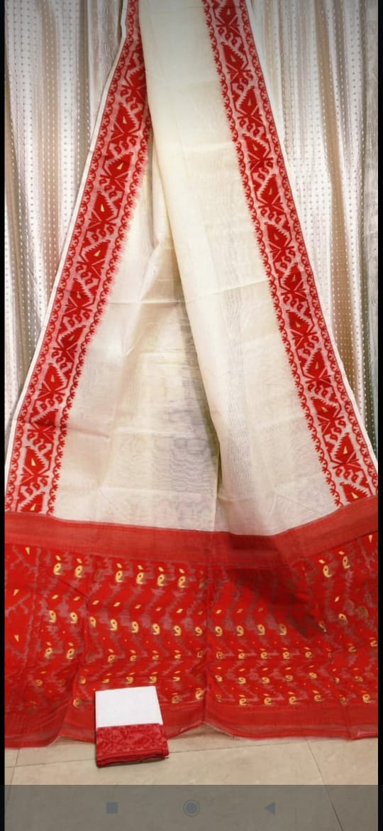 Holud Pakhi Dhakai Jamdani Saree