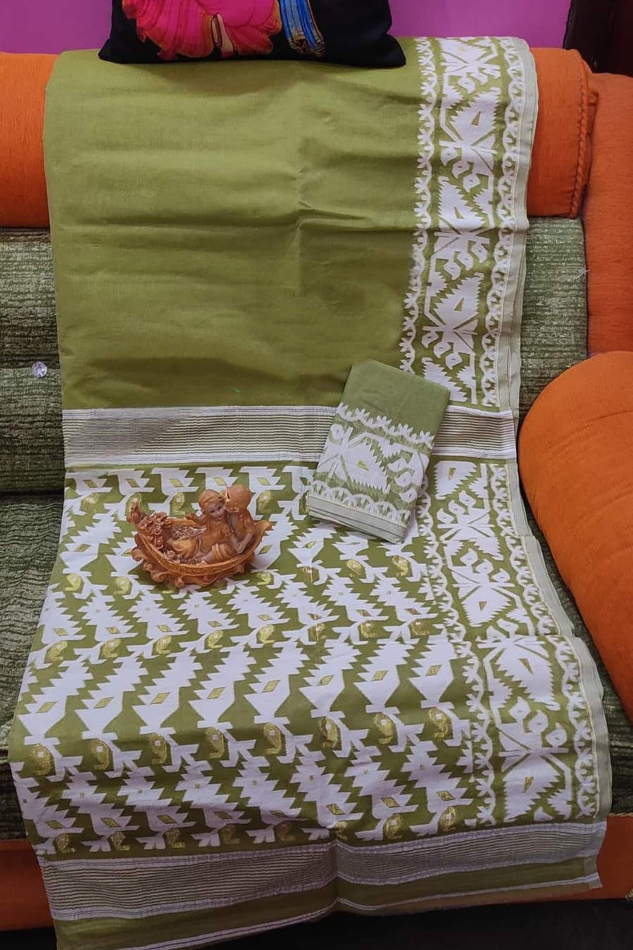 Holud Pakhi Dhakai Jamdani Saree