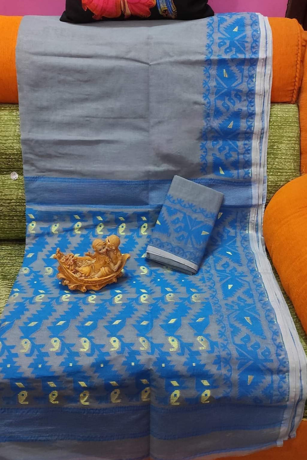 Holud Pakhi Dhakai Jamdani Saree