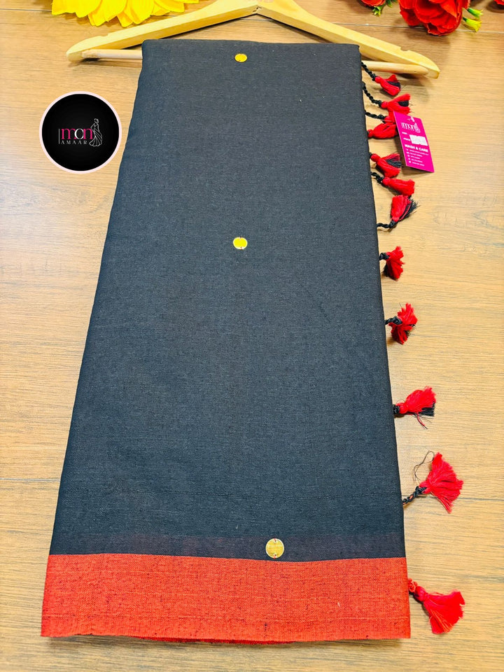 Black Gini Bengal Khadi Saree