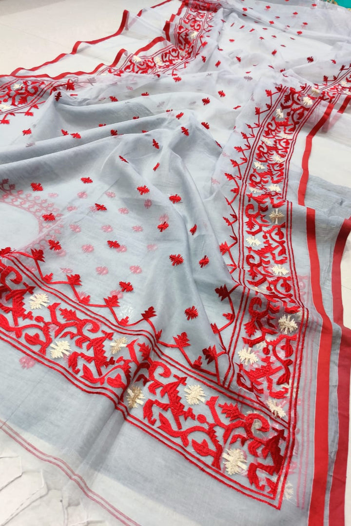 Kadambari Muslin Resham Saree