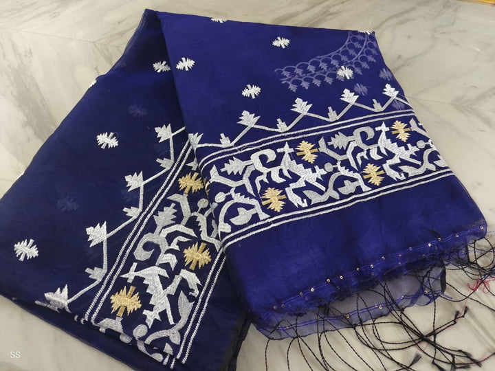 Kadambari Muslin Resham Saree