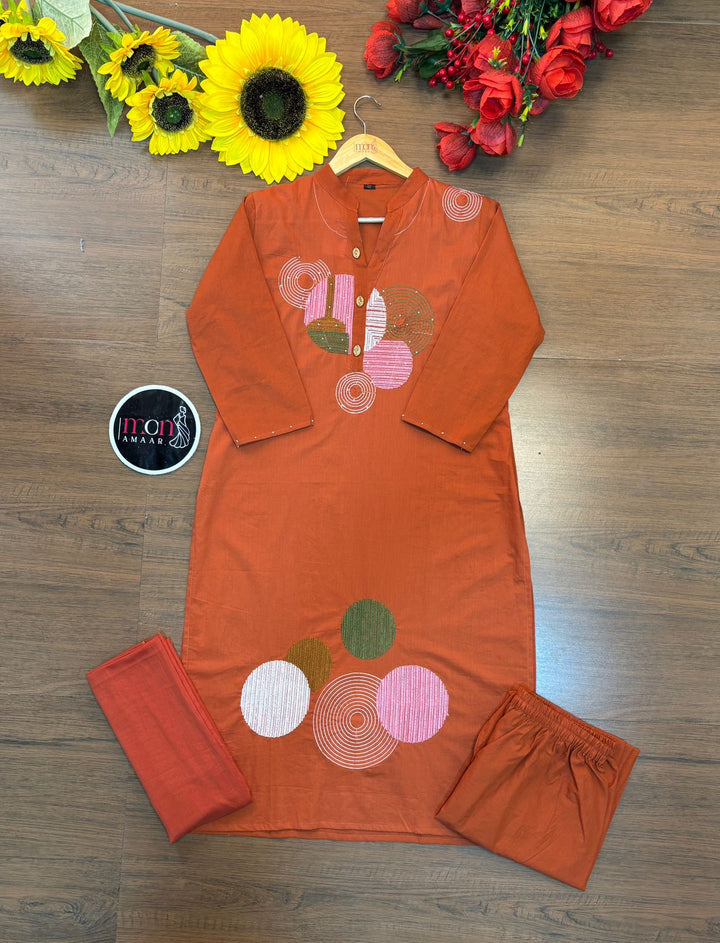 June's Script Cotton Kurti Set