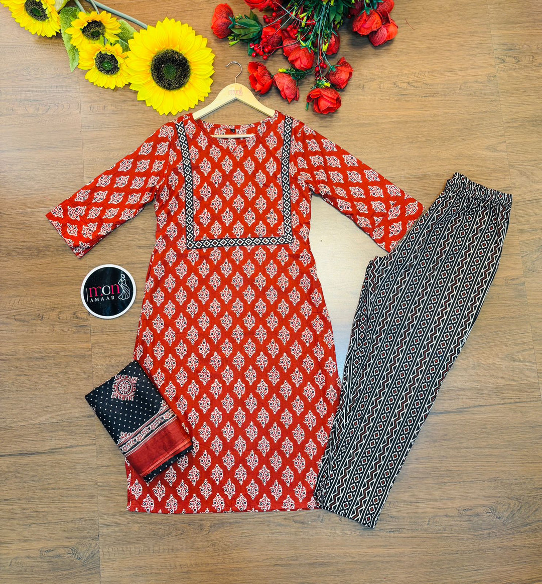 Versatile Ajrakh Cotton Kurti Set