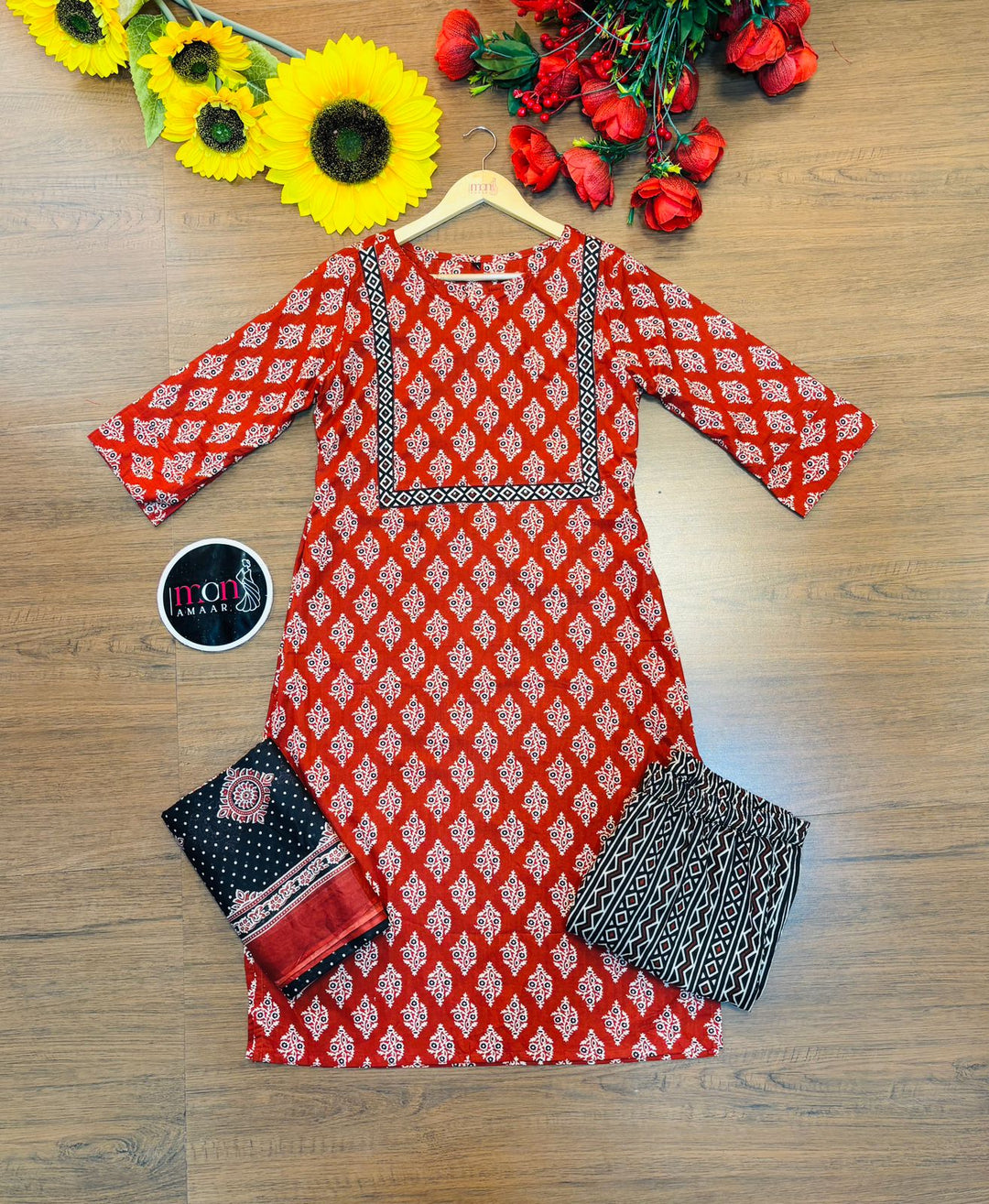 Versatile Ajrakh Cotton Kurti Set