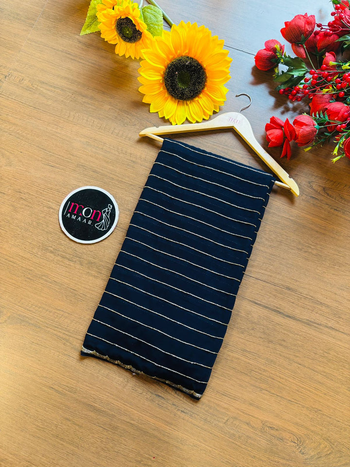 Last Of the Stars - Navy Blue Designer Saree