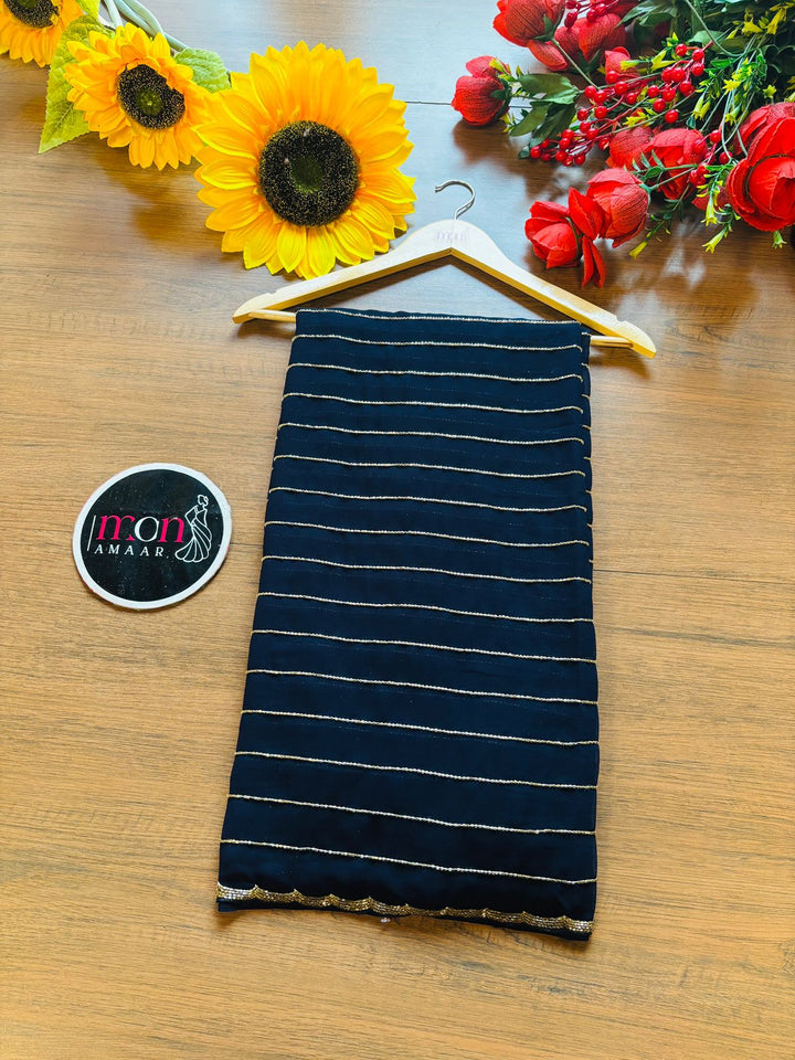 Last Of the Stars - Navy Blue Designer Saree