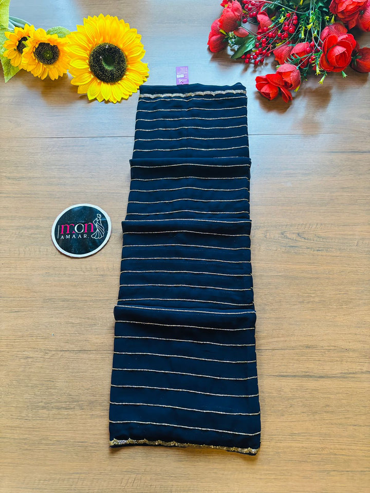 Last Of the Stars - Navy Blue Designer Saree