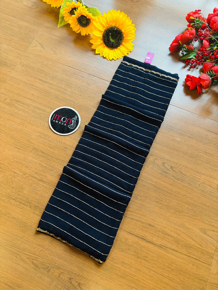 Last Of the Stars - Navy Blue Designer Saree