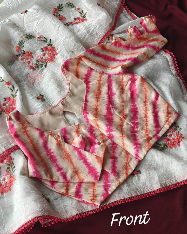 White Breeze - Crush  Silk Saree (Readymade Blouse)