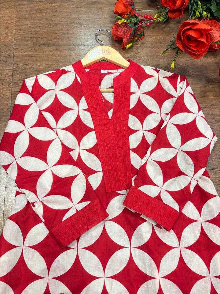 Women In Love- Cotton Coord Set(Red)