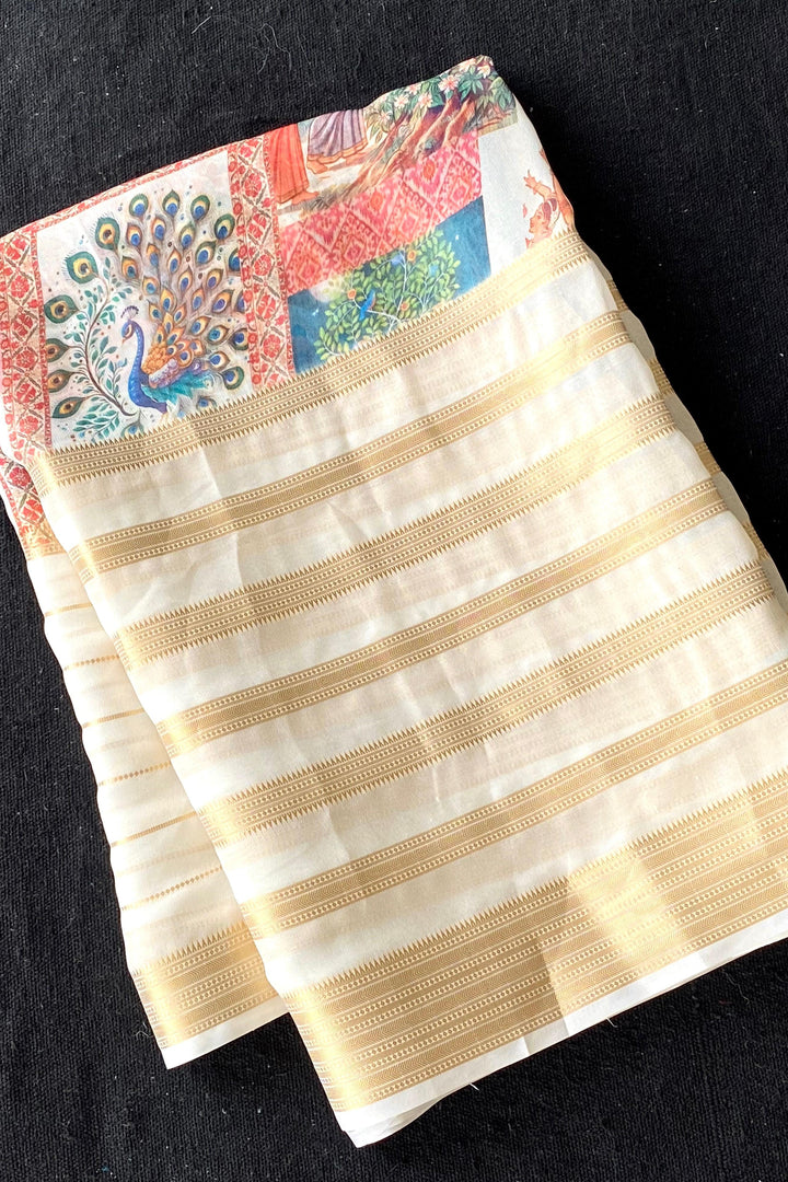 Artful Print Georgette Silk Saree