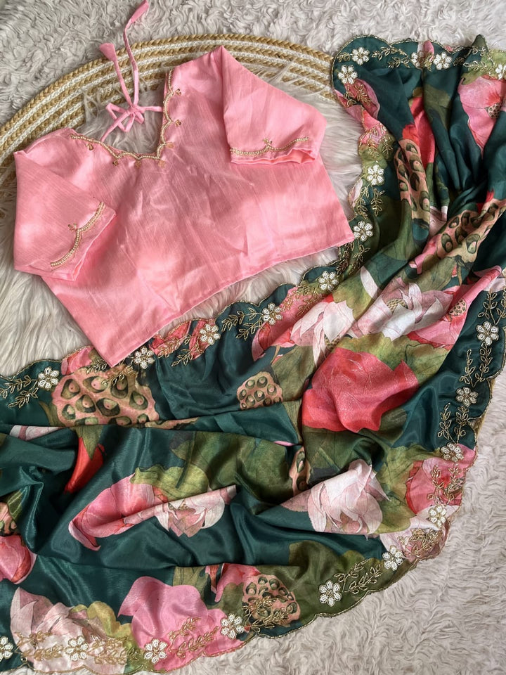 With And Always Chinnon Silk Saree