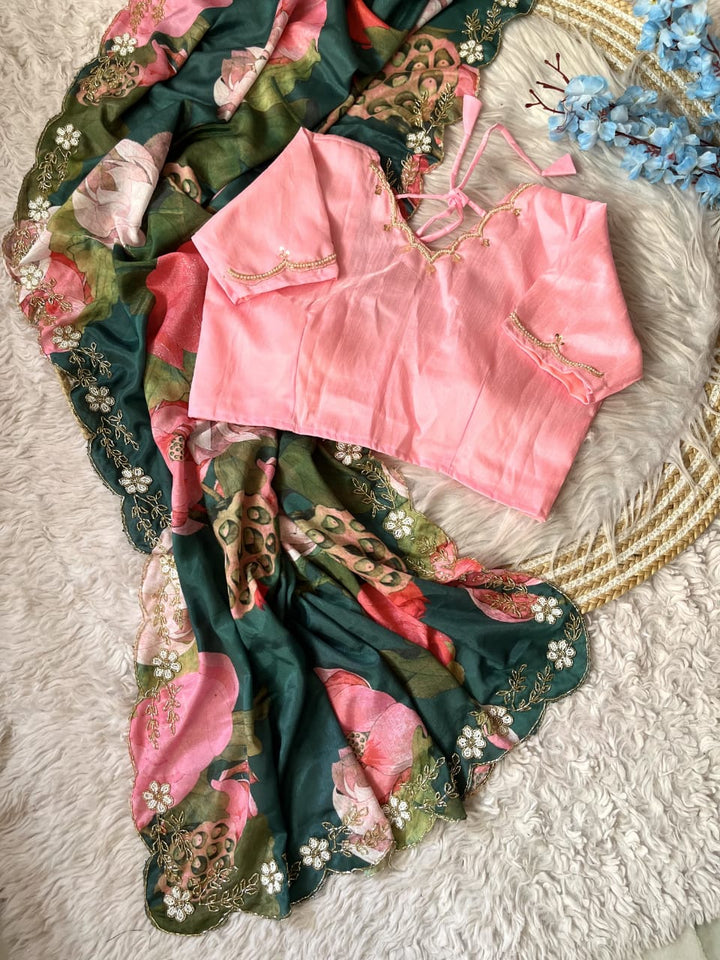 With And Always Chinnon Silk Saree