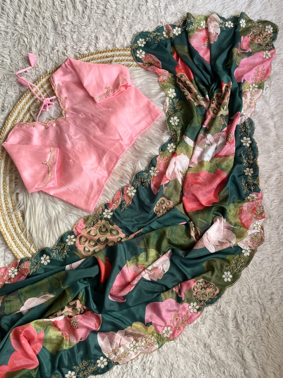 With And Always Chinnon Silk Saree