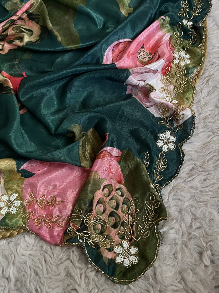 With And Always Chinnon Silk Saree