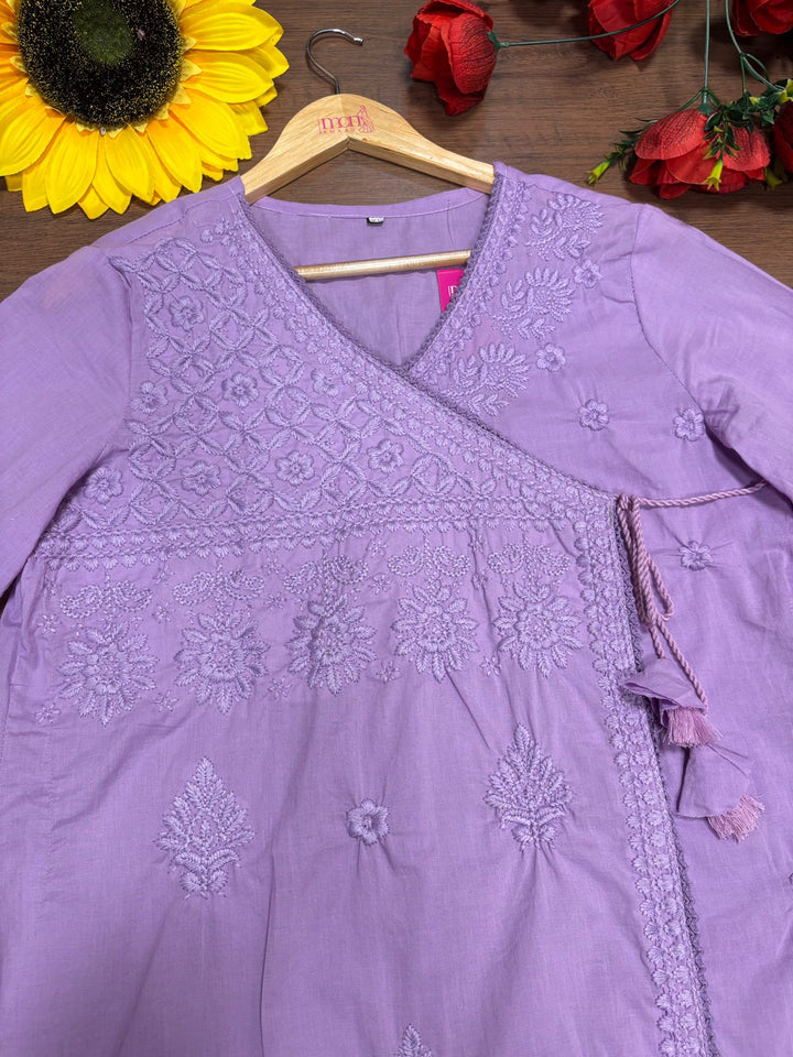 Chikankari Fun - Cotton Kurti Set(Pink)