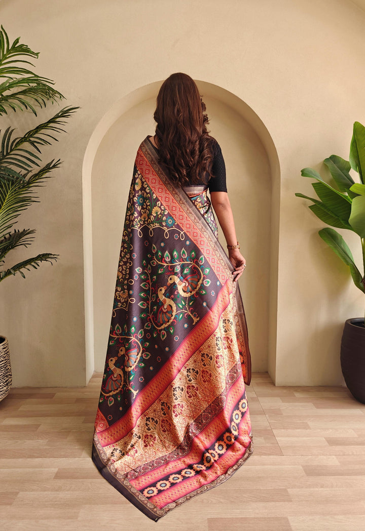 Kalamkari Ki Kahani Fancy Silk Saree