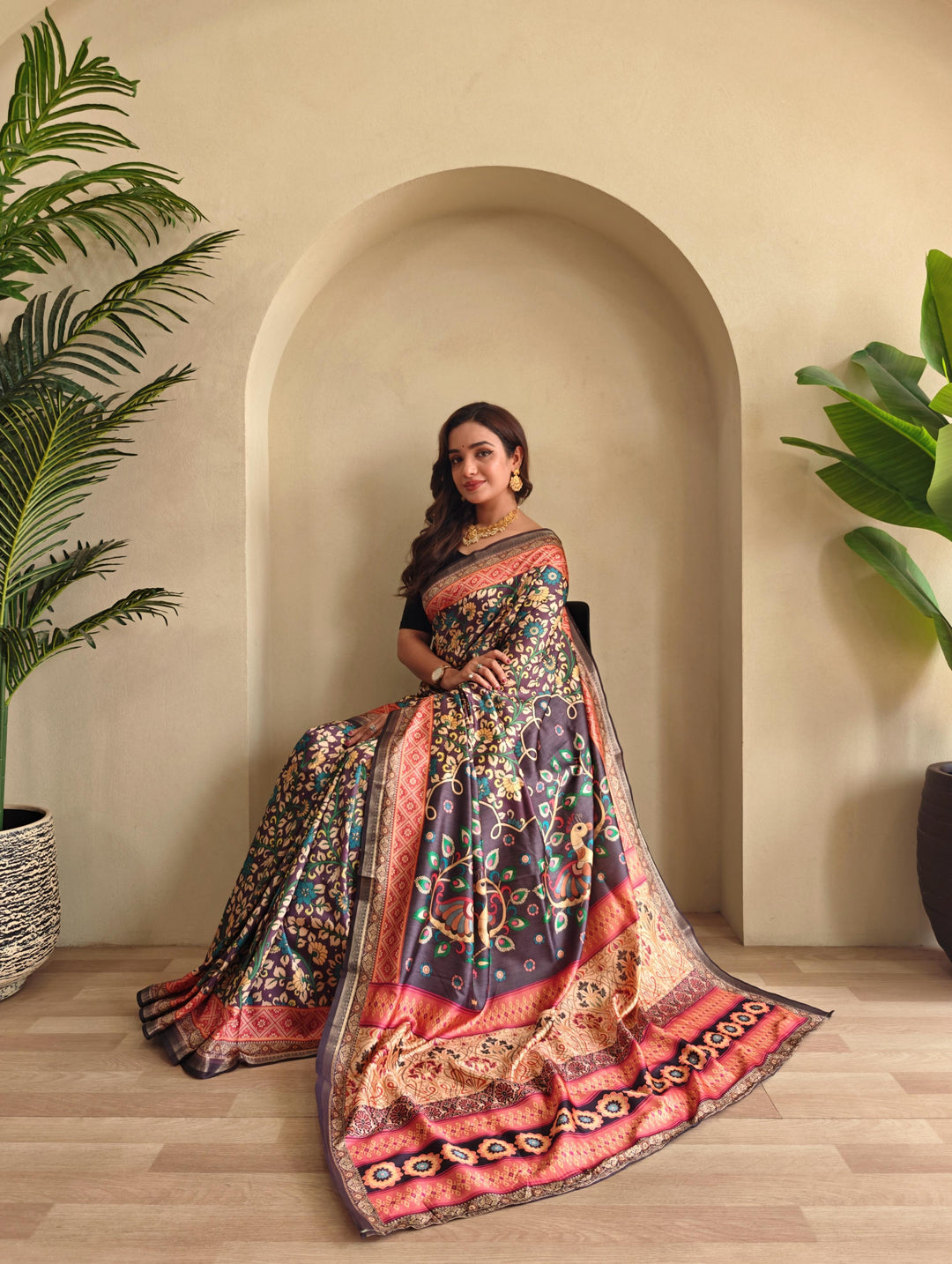 Kalamkari Ki Kahani Fancy Silk Saree